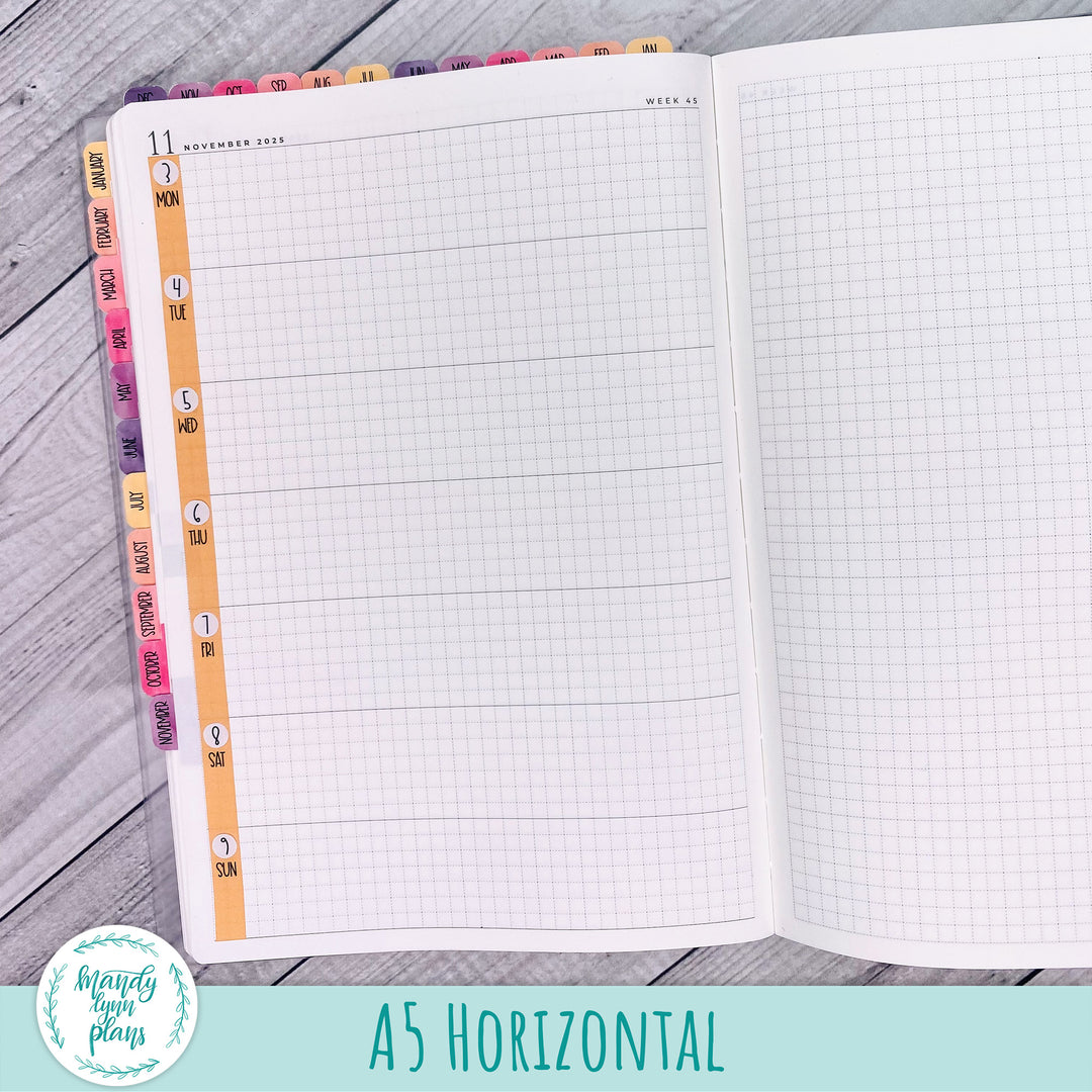 A5 Common Planner Horizontal Weekly Days and Date Cover Strips