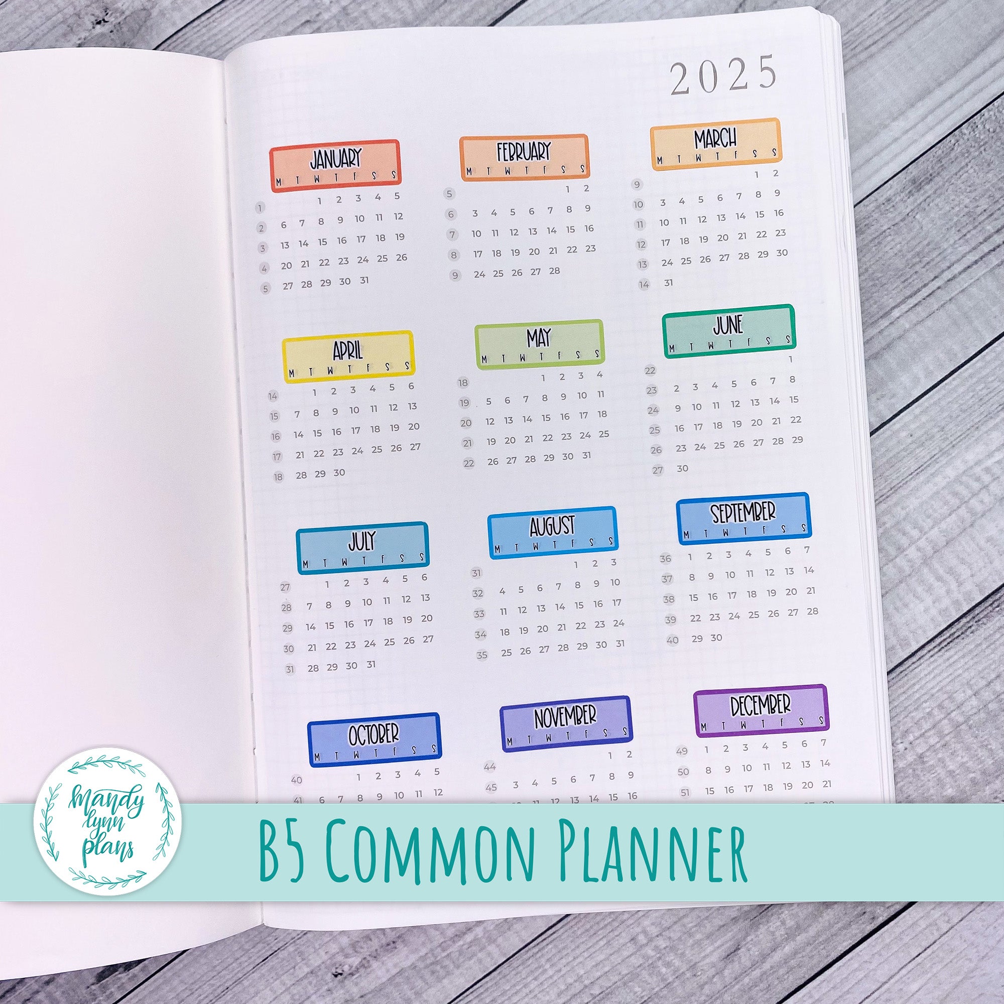 B5 Common Planner Year at a Glance – Mandy Lynn Plans