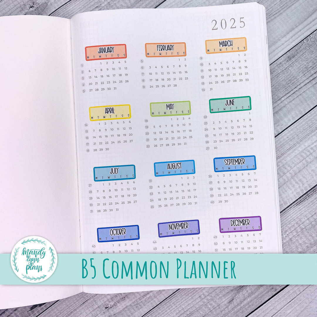 B5 Common Planner Year at a Glance