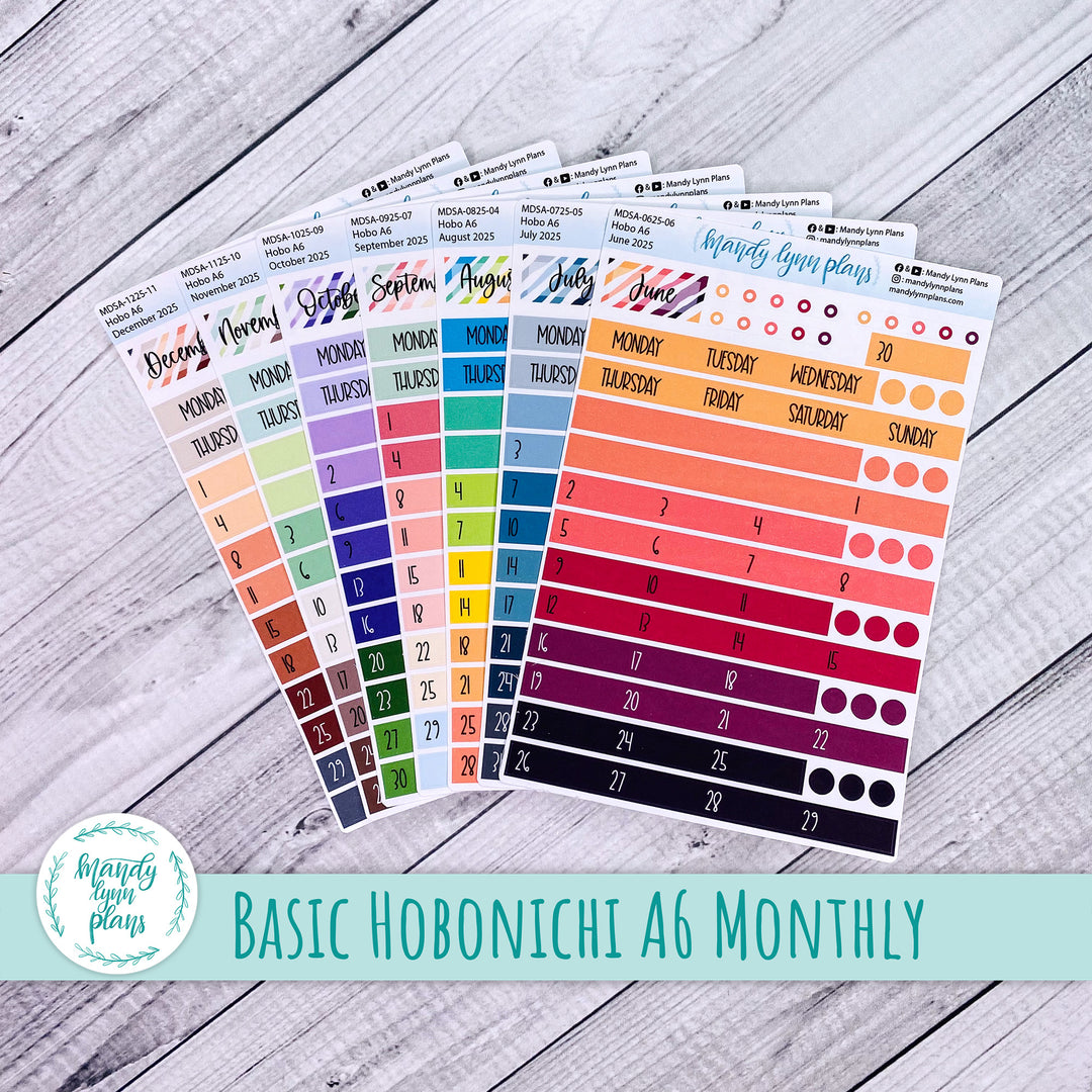 CUSTOM Sunday Start Basic Hobonichi A6 Monthly Kits