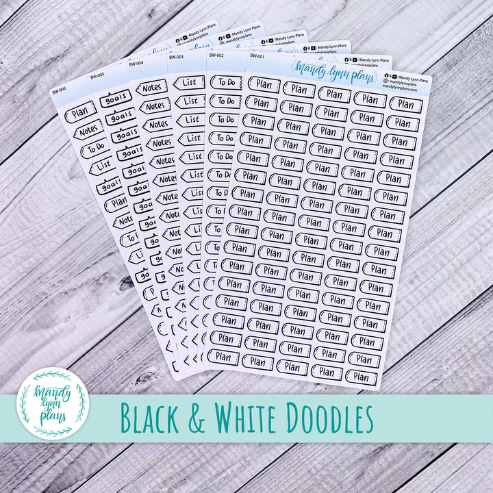 Black and White Script Doodles || Bullet Journal