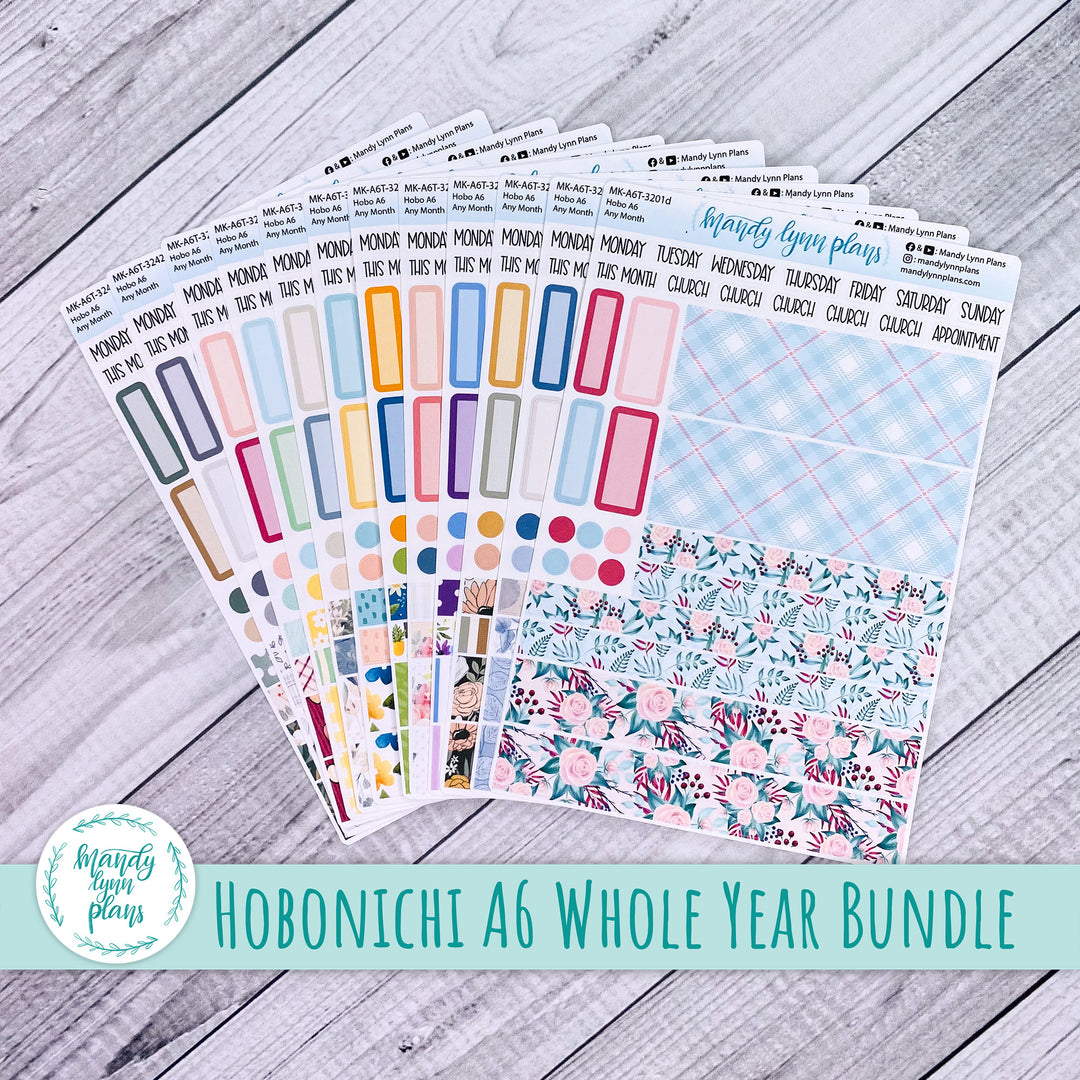 Whole Year Bundle || 3 Design Options || 12 Any Month Kits || Hobonichi A6 Original Techo