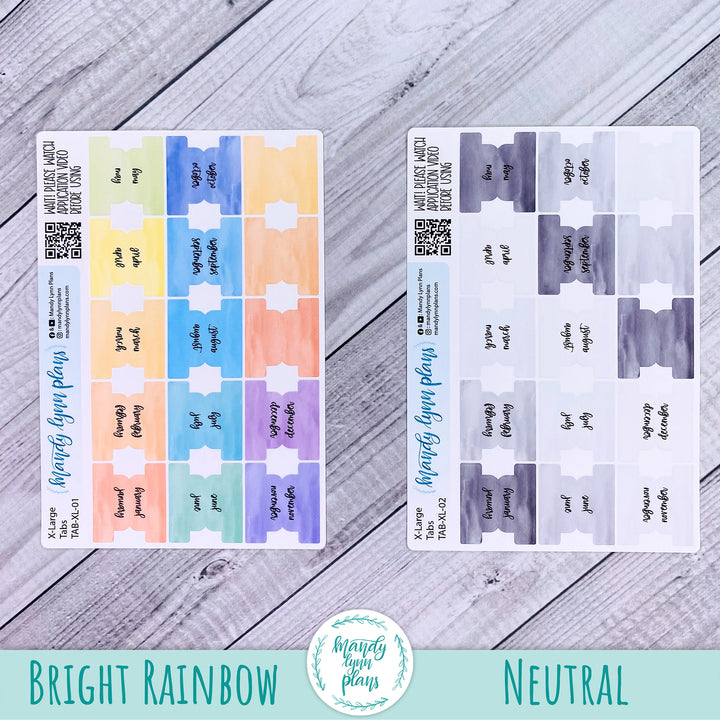 Watercolor Planner Tabs || XL Whimsy