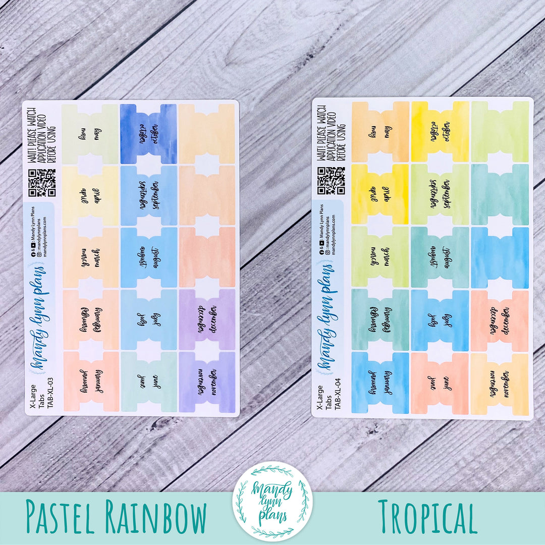 Watercolor Planner Tabs || XL Whimsy