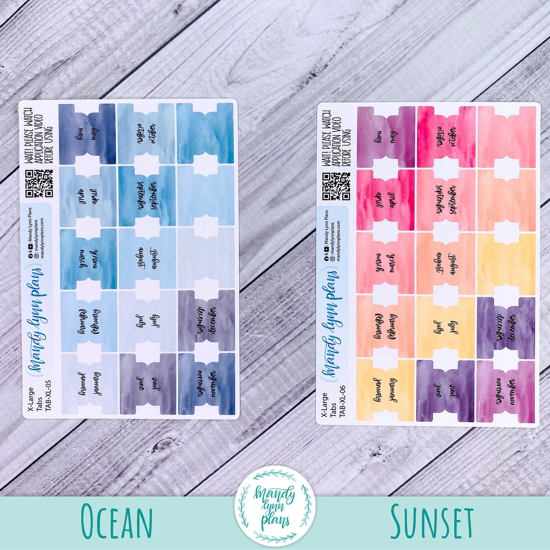 Watercolor Planner Tabs || XL Whimsy