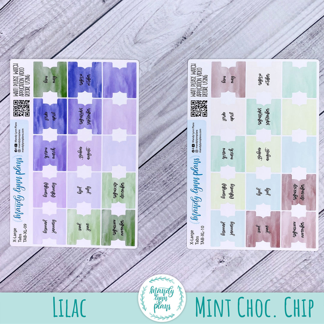 Watercolor Planner Tabs || XL Whimsy