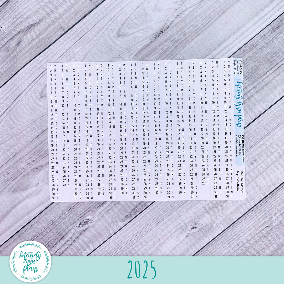 Yearly Index Number Day and Date Scripts || Hobonichi A6 English Planner