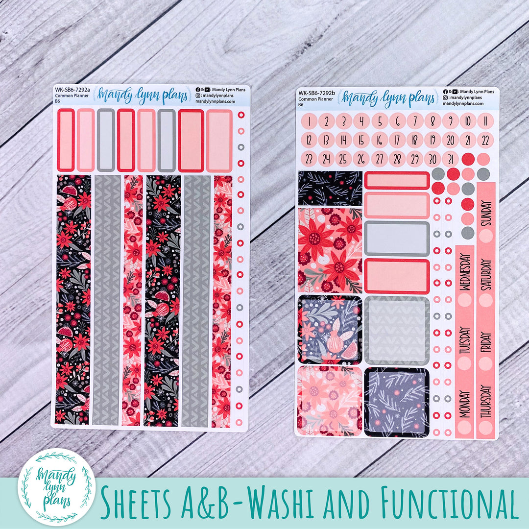 A5, B6, N1 & N2 Common Planner Weekly Kit || Winter Flora || 292