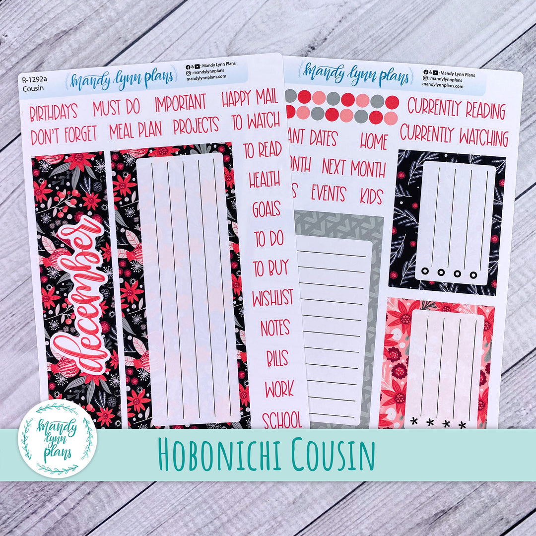 December Hobonichi Cousin Dashboard || Winter Flora || R-1292