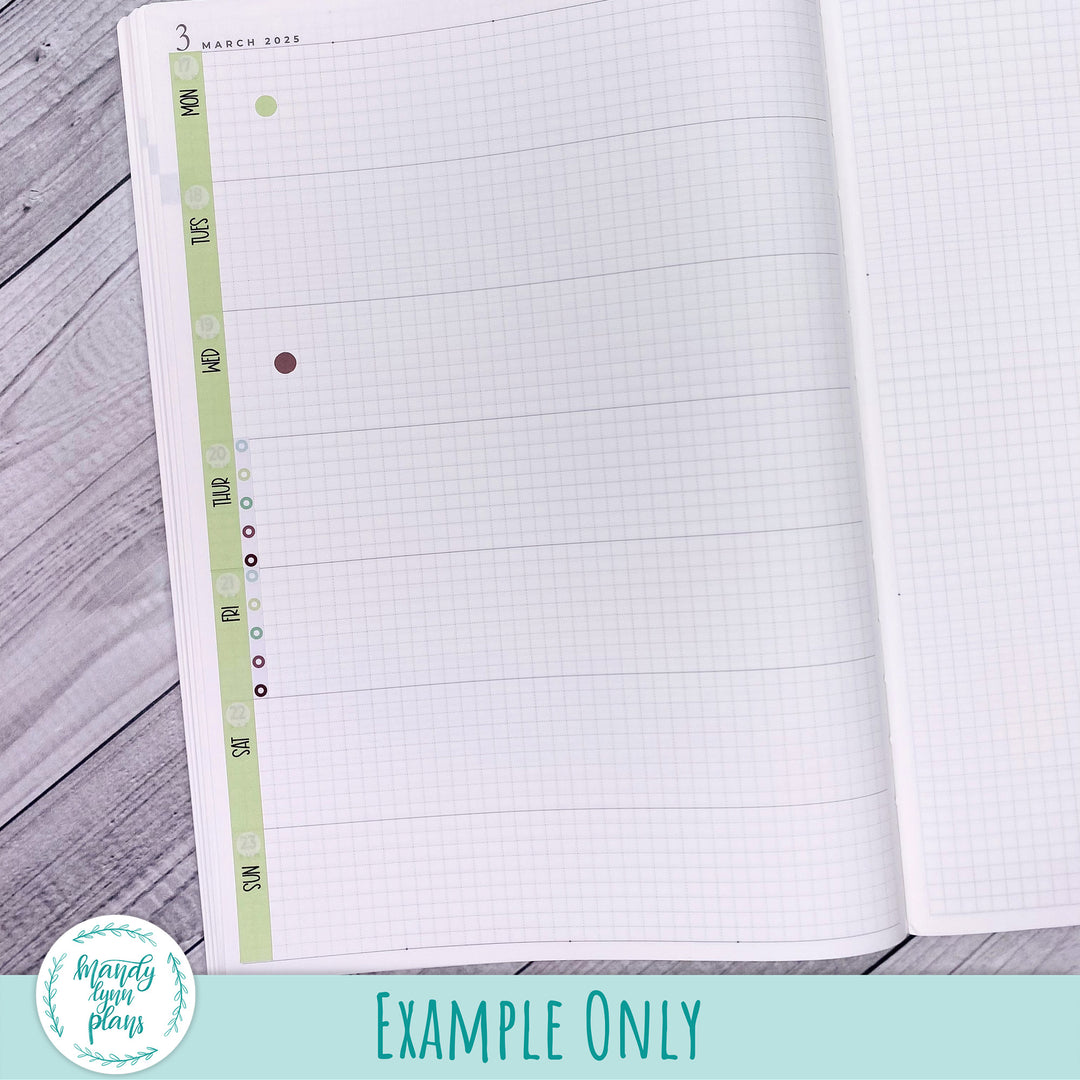 B5 Common Planner Horizontal Weekly Days and Date Cover Strips