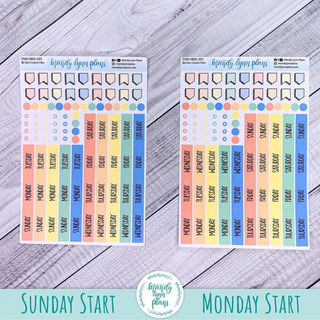 Sunday or Monday Start B6 Slim Common Planner Monthly Day Cover Strips