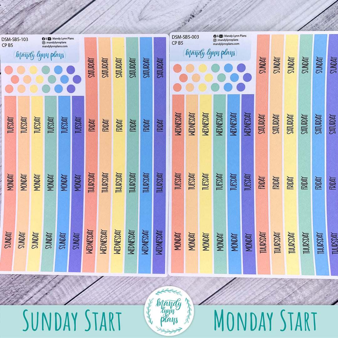 Sunday or Monday Start B5 Common Planner Monthly Day Cover Strips