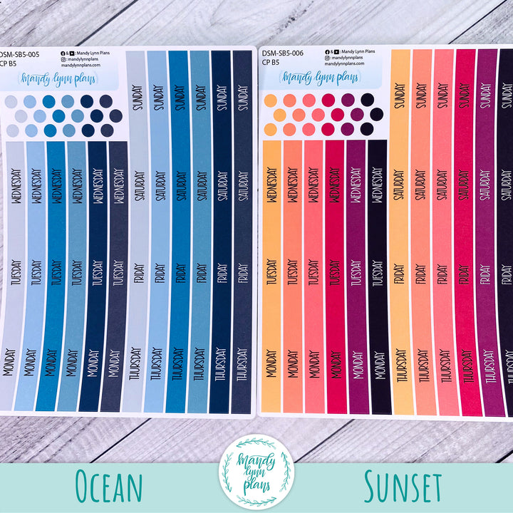 Sunday or Monday Start B5 Common Planner Monthly Day Cover Strips