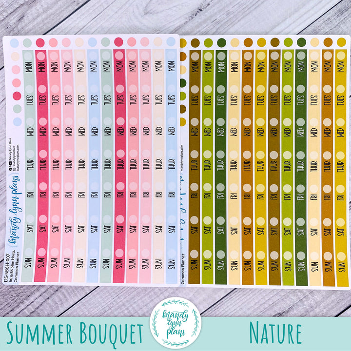 B6 and B6 Slim Common Planner Horizontal Weekly Days and Date Cover Strips