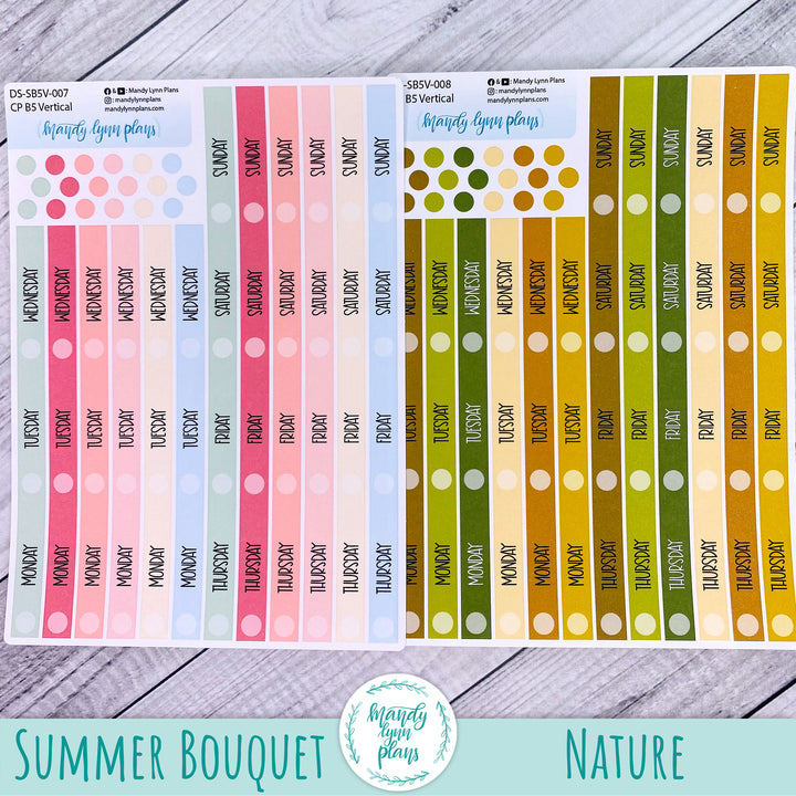 B5 Common Planner Vertical Weekly Days and Date Cover Strips