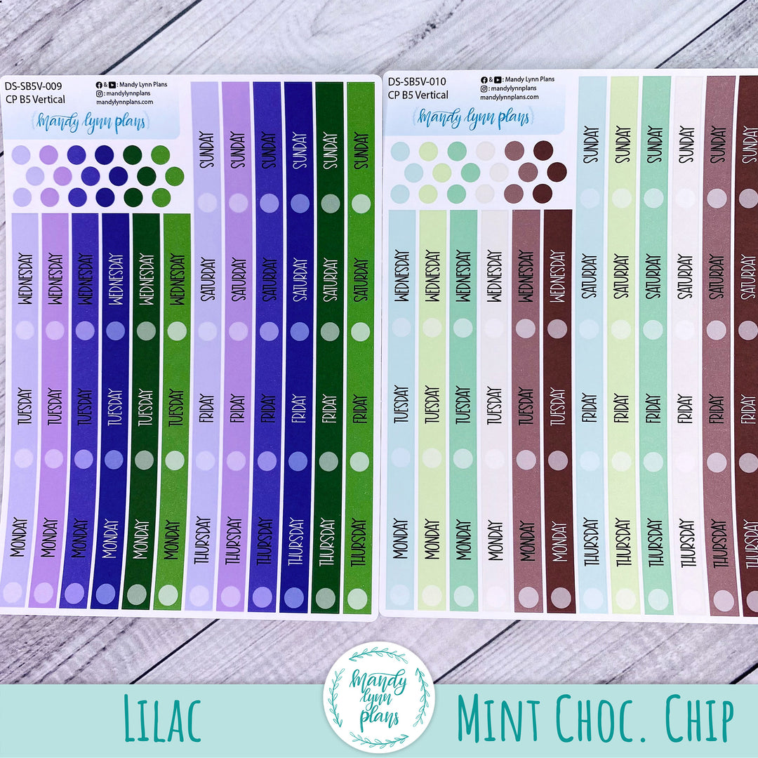 B5 Common Planner Vertical Weekly Days and Date Cover Strips