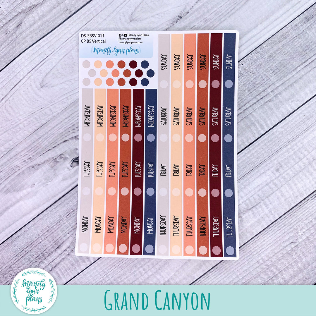 B5 Common Planner Vertical Weekly Days and Date Cover Strips