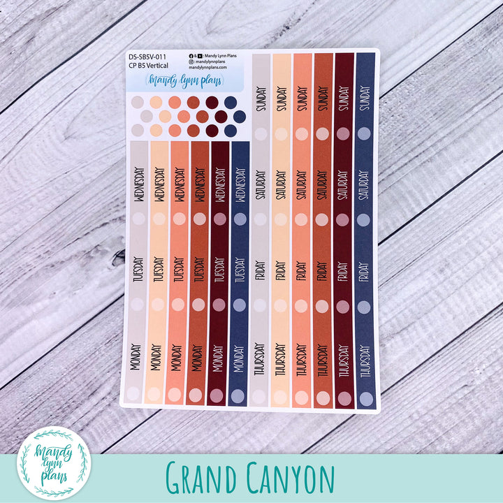 B5 Common Planner Vertical Weekly Days and Date Cover Strips