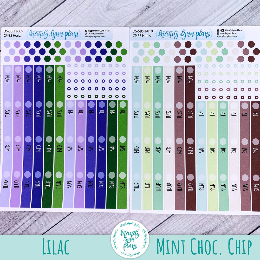 B5 Common Planner Horizontal Weekly Days and Date Cover Strips