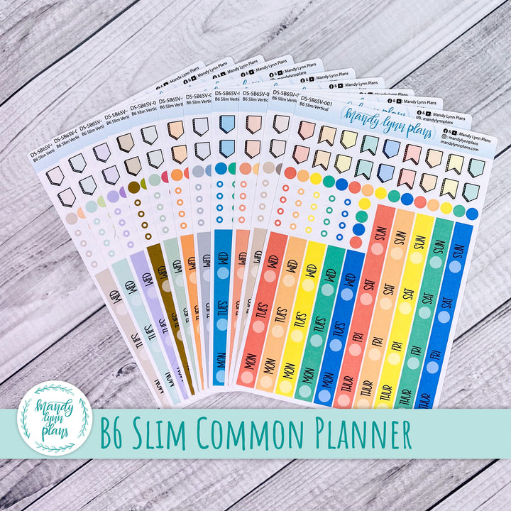 B6 Slim Common Planner Vertical Weekly Days and Date Cover Strips