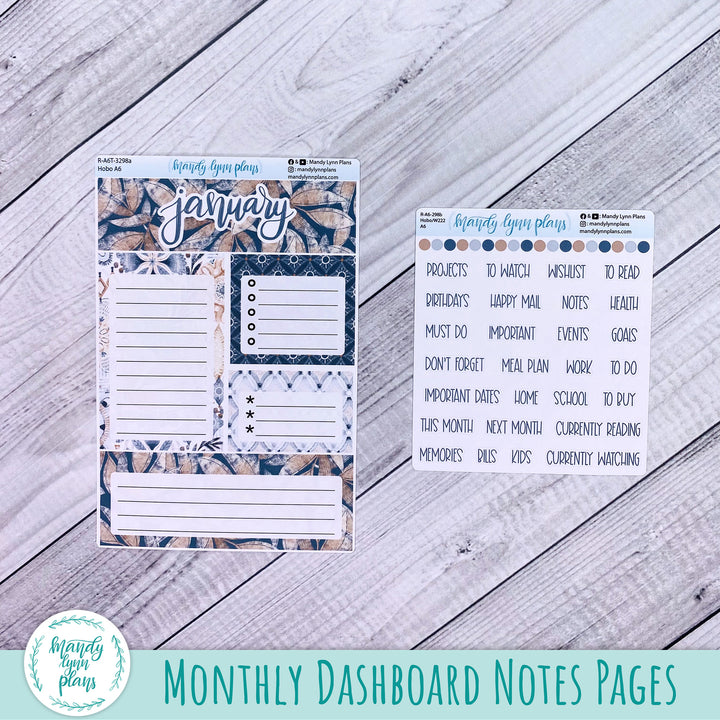 January A6 Hobonichi Dashboard || Rustic Boho || R-A6T-3298