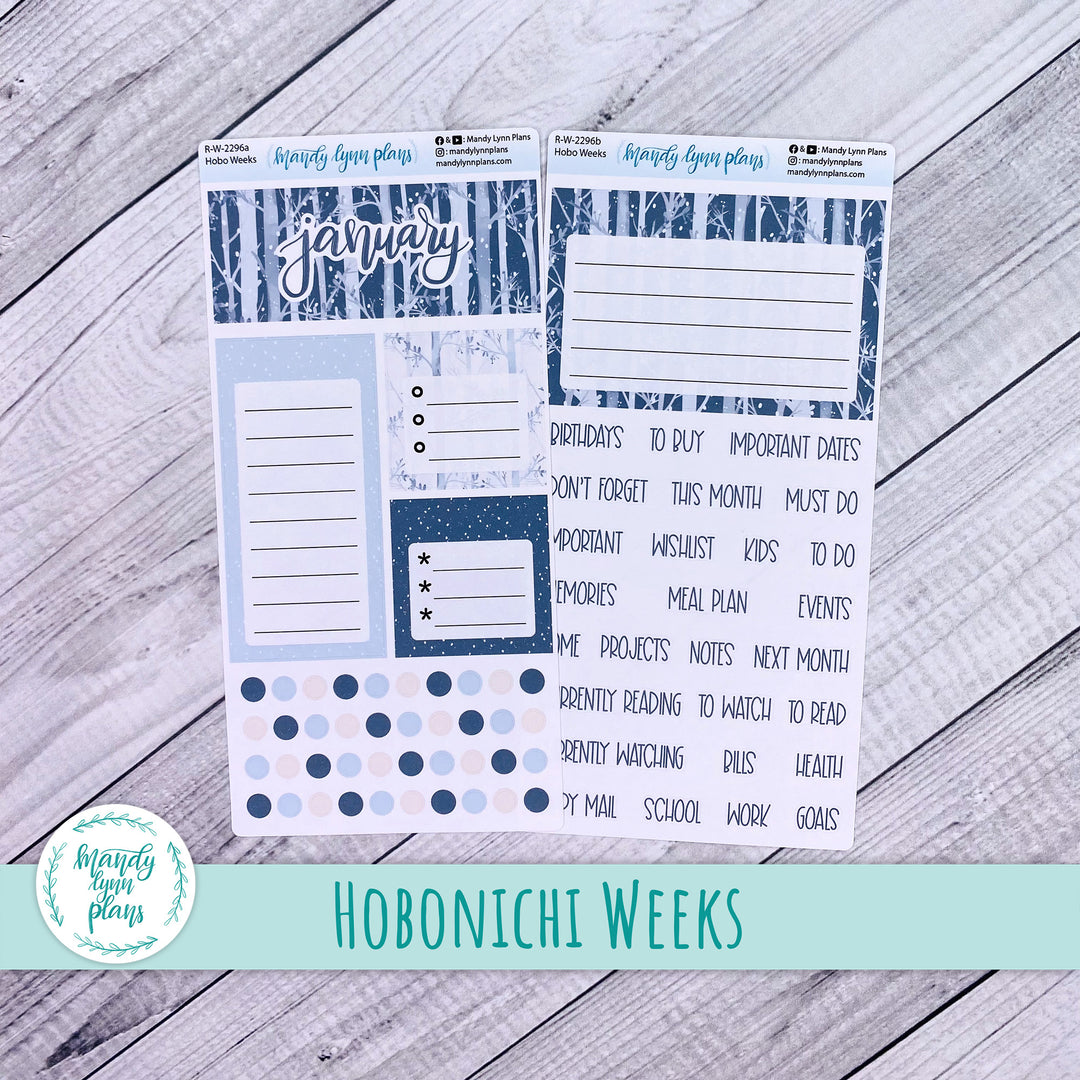 January Hobonichi Weeks Dashboard || Winter Forest || R-W-2296