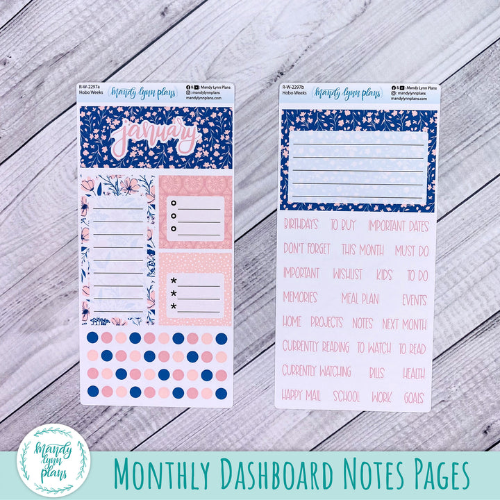 January Hobonichi Weeks Dashboard || Dainty Floral || R-W-2297