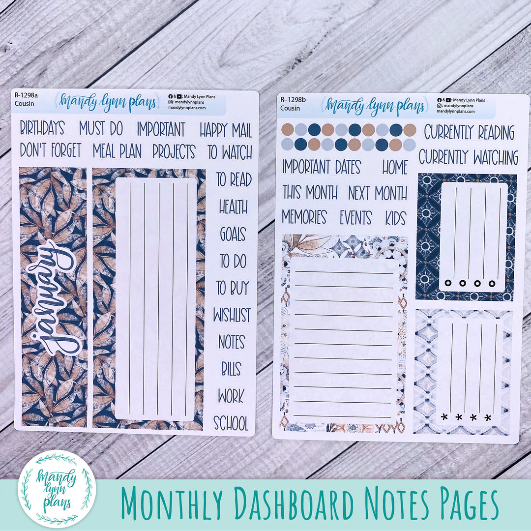 January Hobonichi Cousin Dashboard || Rustic Boho || R-1298