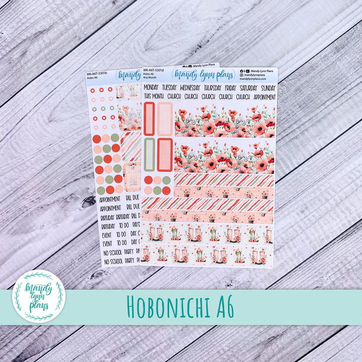 Any Month Hobonichi A6 Monthly Kit || Red Poppies || MK-A6T-3301