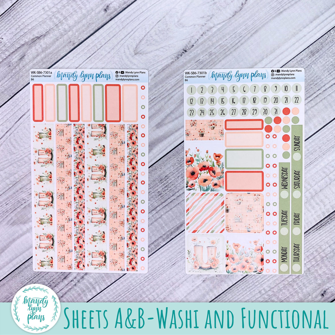 A5, B6, N1 & N2 Common Planner Weekly Kit || Red Poppies || 301