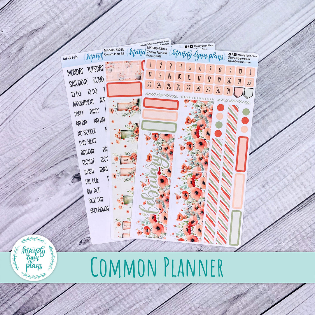 February 2025 Common Planner Monthly Kit || Red Poppies || 301