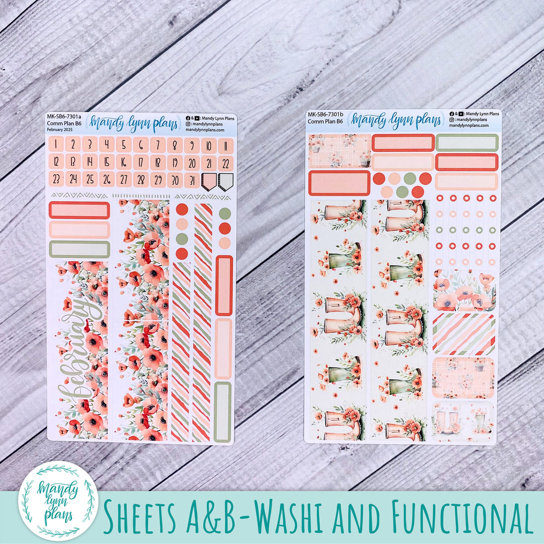 February 2025 Common Planner Monthly Kit || Red Poppies || 301