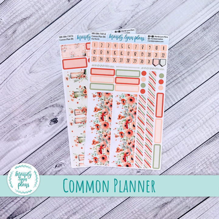 Any Month Common Planner Monthly Kit || Red Poppies || 301