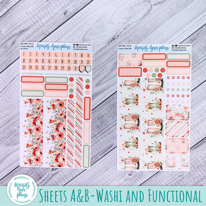 Any Month Common Planner Monthly Kit || Red Poppies || 301