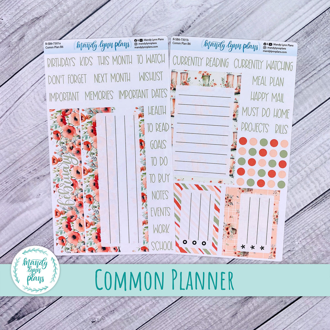 February Common Planner Dashboard || Red Poppies || 301