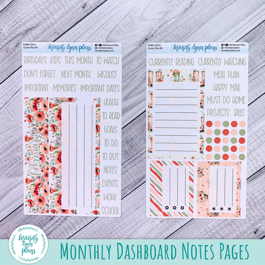 February Common Planner Dashboard || Red Poppies || 301