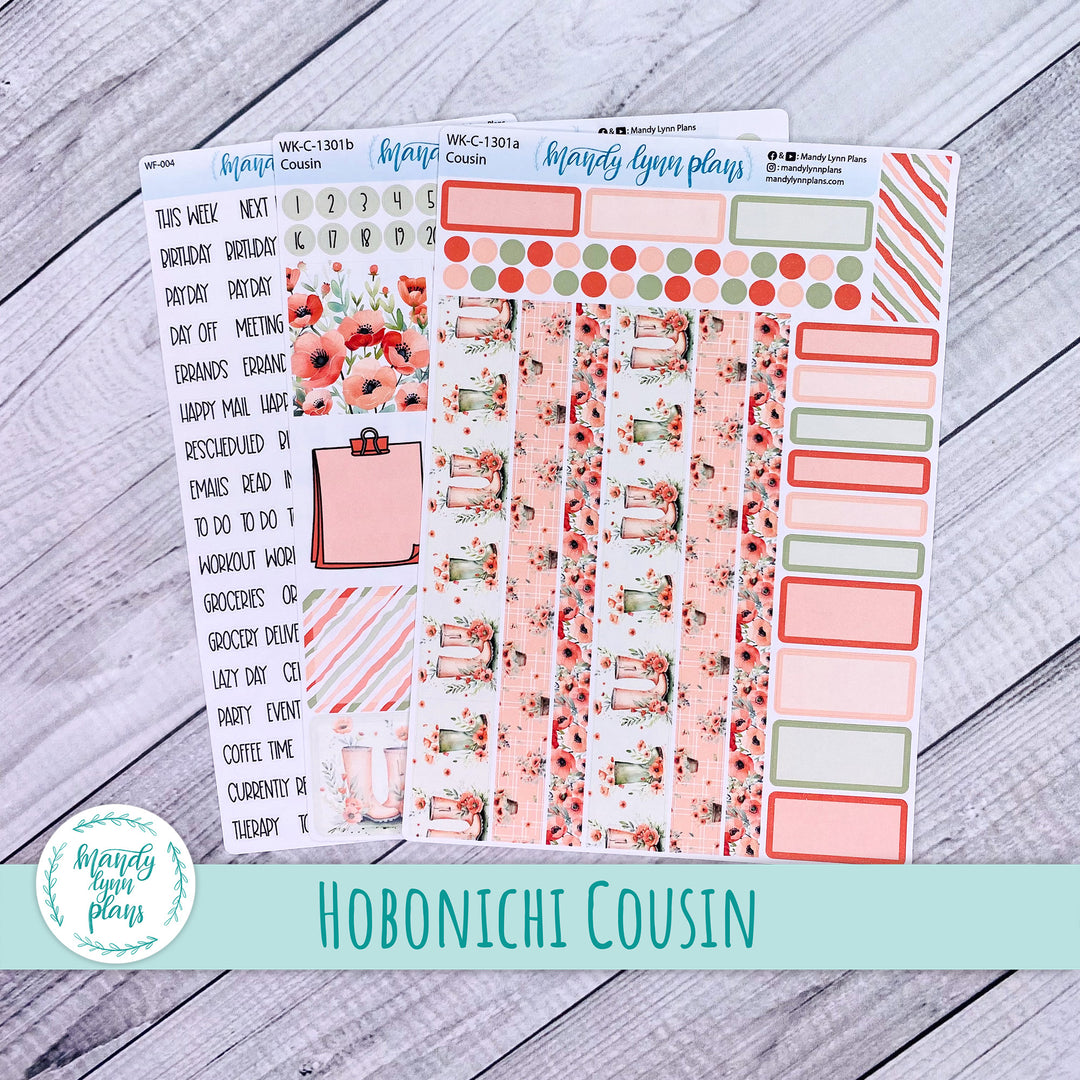 Hobonichi Cousin Weekly Kit || Red Poppies || WK-C-1301