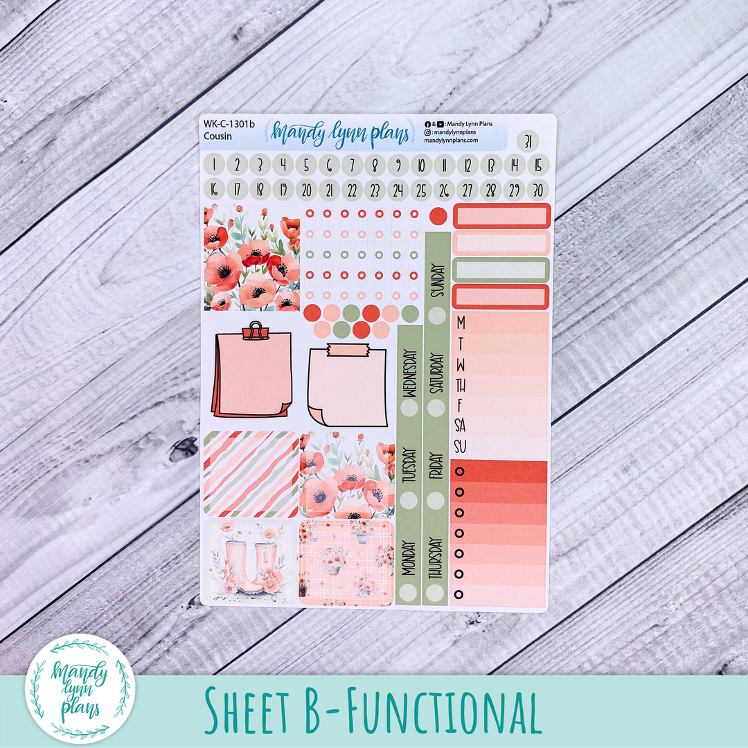 Hobonichi Cousin Weekly Kit || Red Poppies || WK-C-1301