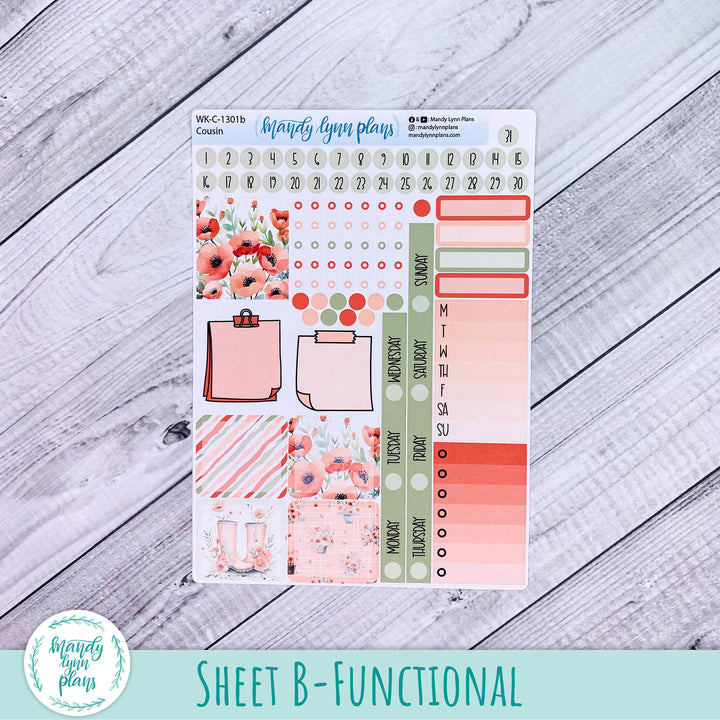 Hobonichi Cousin Weekly Kit || Red Poppies || WK-C-1301