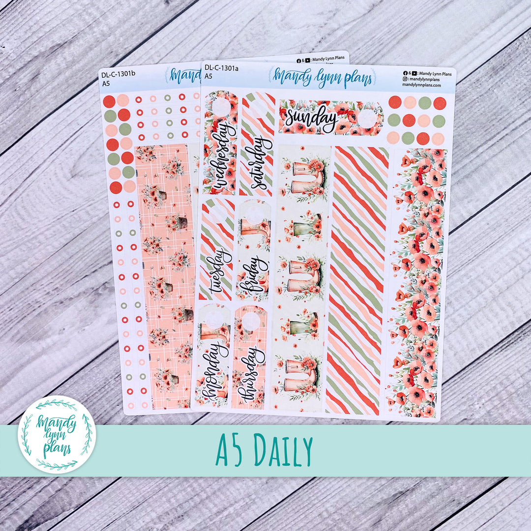 A5 Daily Kit || Red Poppies || DL-C-1301