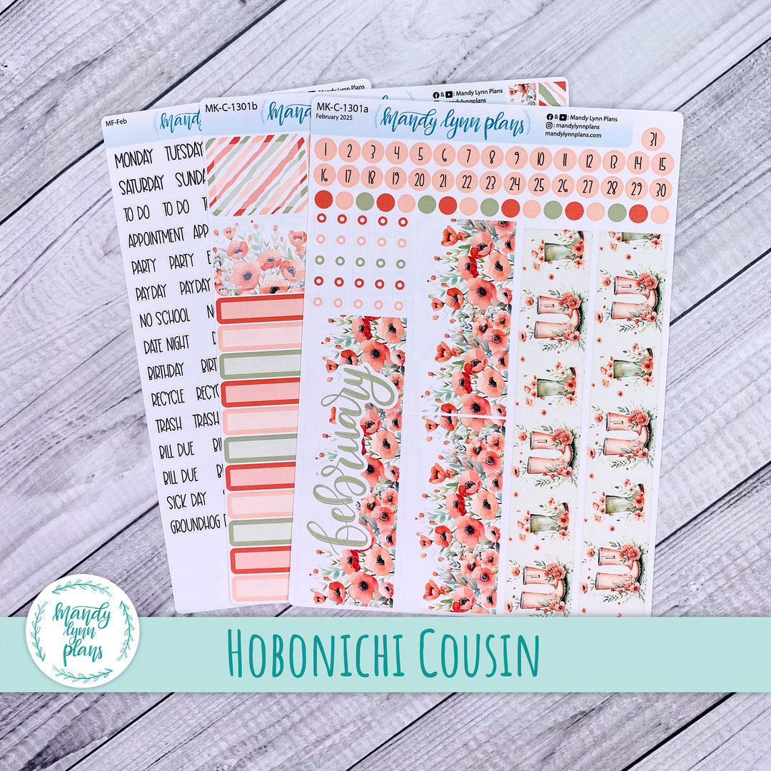 Hobonichi Cousin February 2025 Monthly || Red Poppies || MK-C-1301