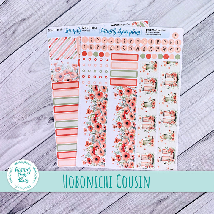 Any Month Hobonichi Cousin Monthly Kit || Red Poppies || MK-C-1301