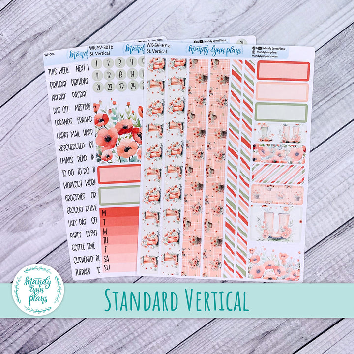 Standard Vertical Weekly Kit || Red Poppies || WK-SV-301