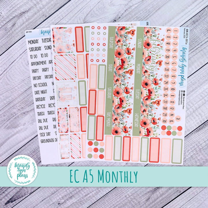 EC A5 February Monthly Kit || Red Poppies || MK-EC5-301