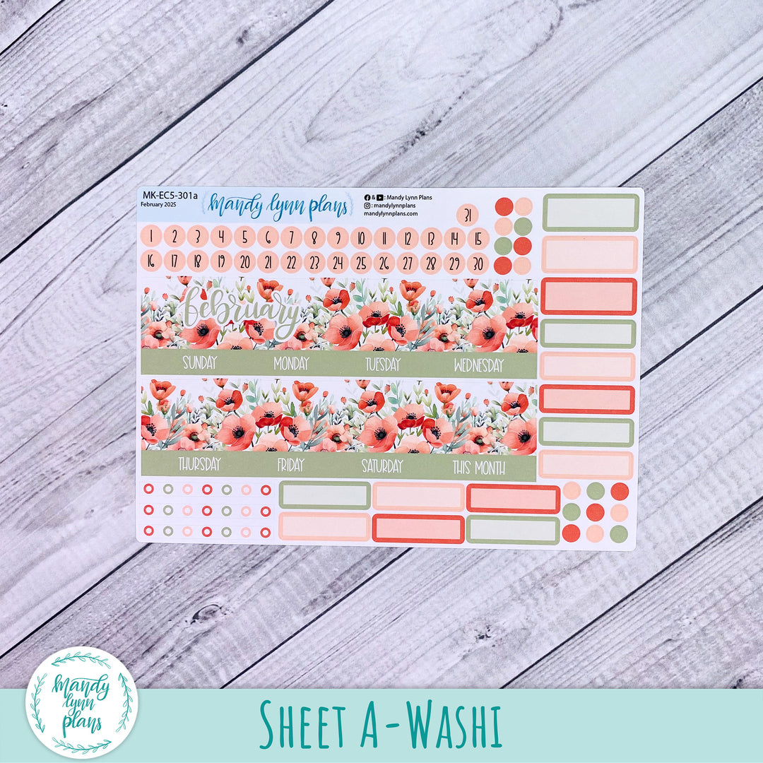 EC A5 February Monthly Kit || Red Poppies || MK-EC5-301