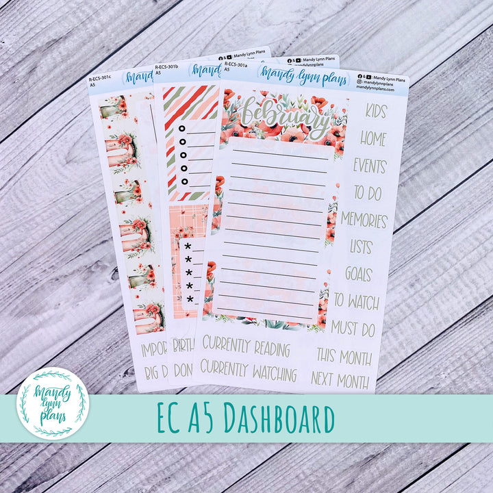 February EC A5 Dashboard Kit || Red Poppies || R-EC5-301