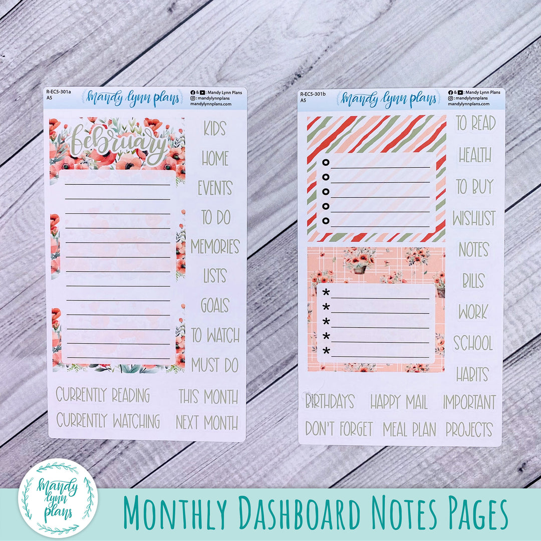 February EC A5 Dashboard Kit || Red Poppies || R-EC5-301