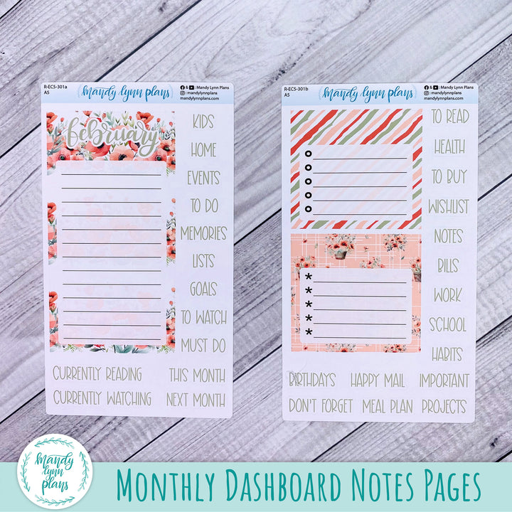 February EC A5 Dashboard Kit || Red Poppies || R-EC5-301