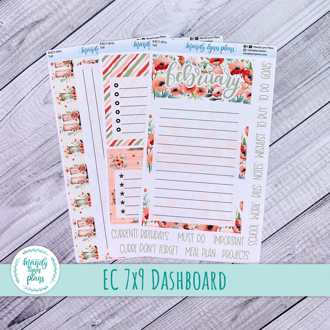 February EC 7x9 Dashboard Kit || Red Poppies || R-EC7-301