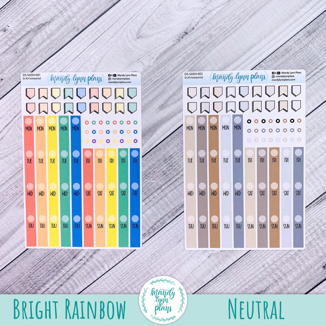 A5 Common Planner Horizontal Weekly Days and Date Cover Strips